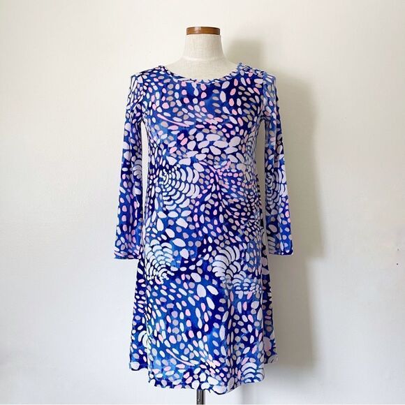 Lilly Pulitzer Blue Velvet Olive Swing dress preowned size XS - Picture 1 of 5